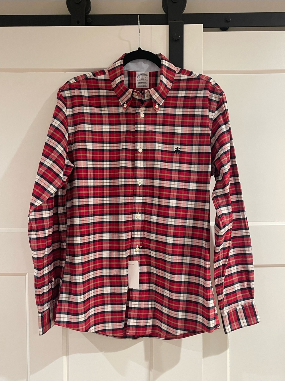 Brooks Brothers Red and White Plaid Button-Down Shirt